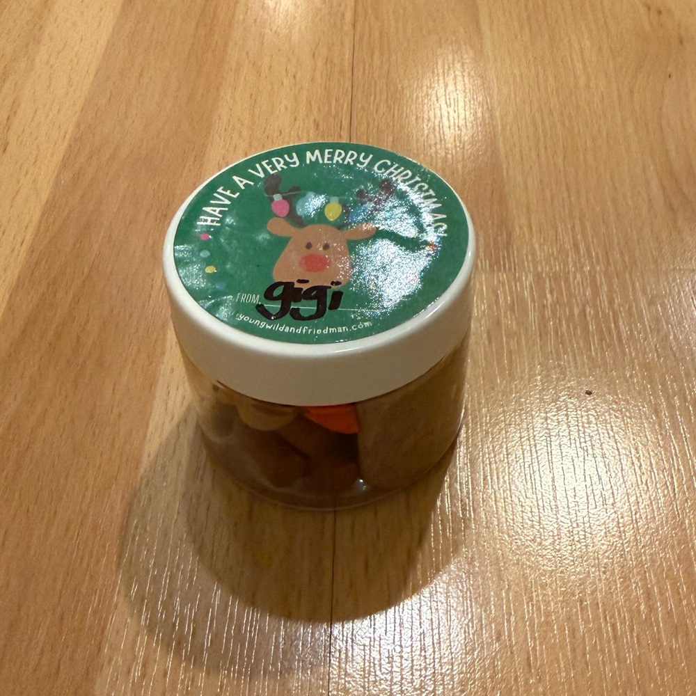 Holiday Reindeer Treat Jar - Green Lid